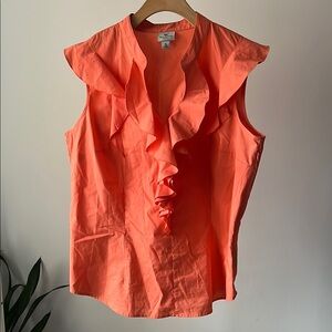 Worthington STRETCH Orange Ruffled Sleeveless Blouse XL
